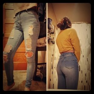 High waisted skinny jeans